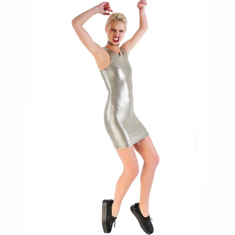 Silver shiny polyester dress new without tags Rrp: $52 on behoneybee originally.